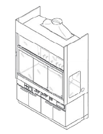 Bench-mounted fume cupboard